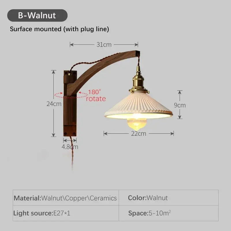 vintage wall lamp with pleated glass shade