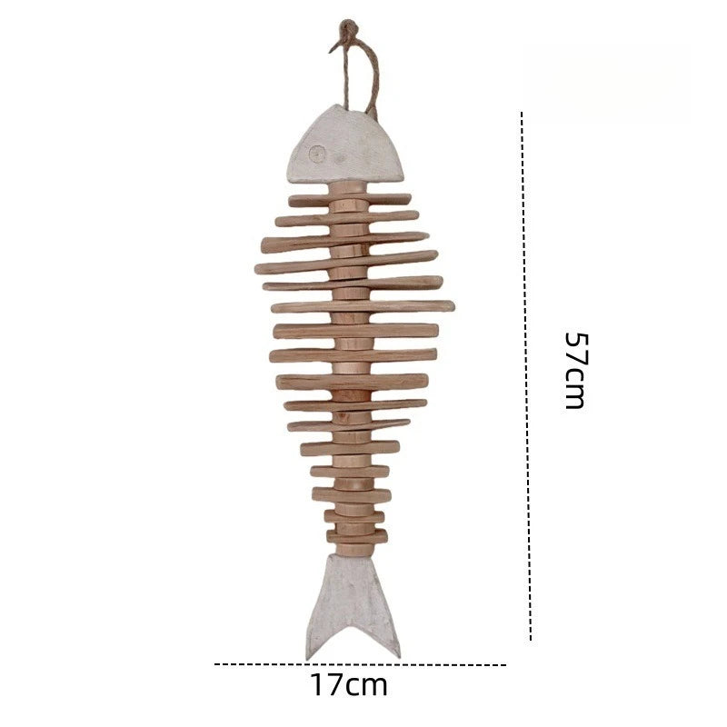 Wooden fish-shaped ornament with measurements on a white background