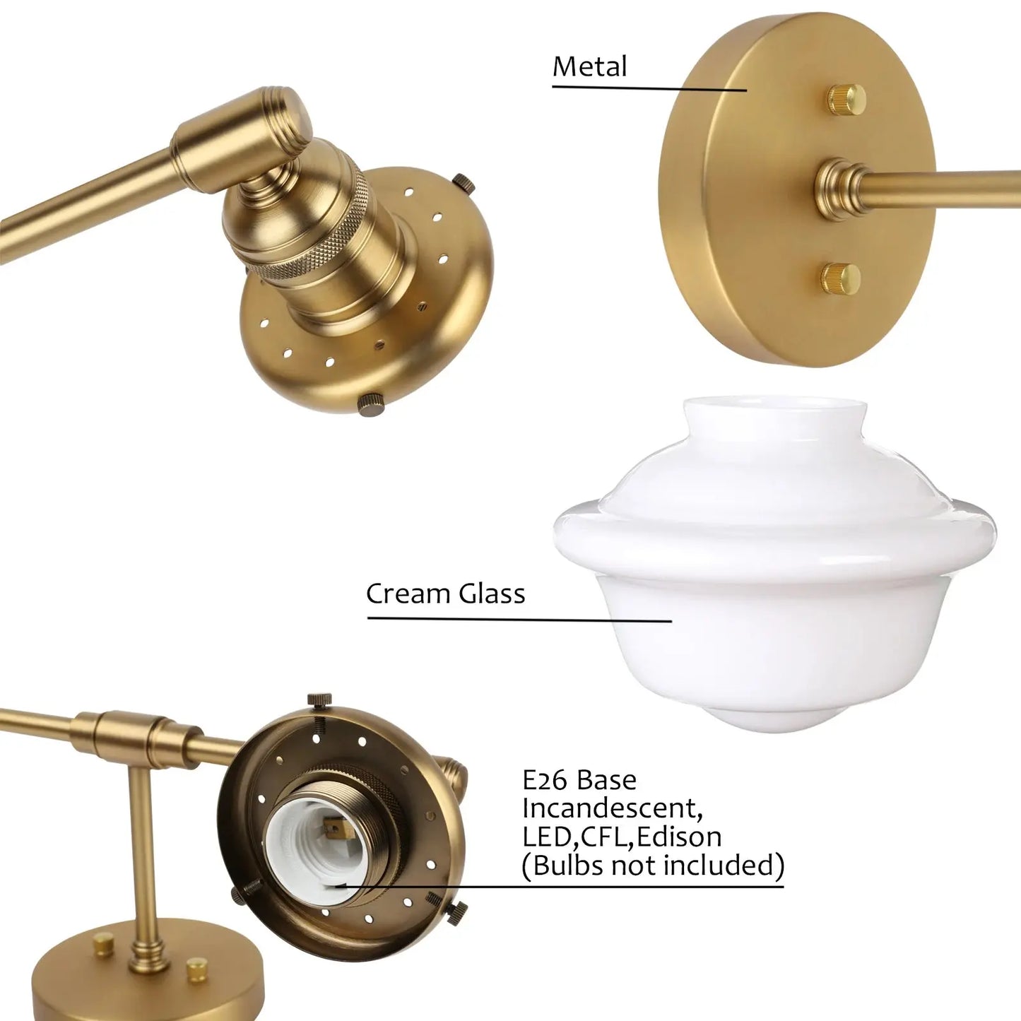 Vintage-style wall lamp with glass shades