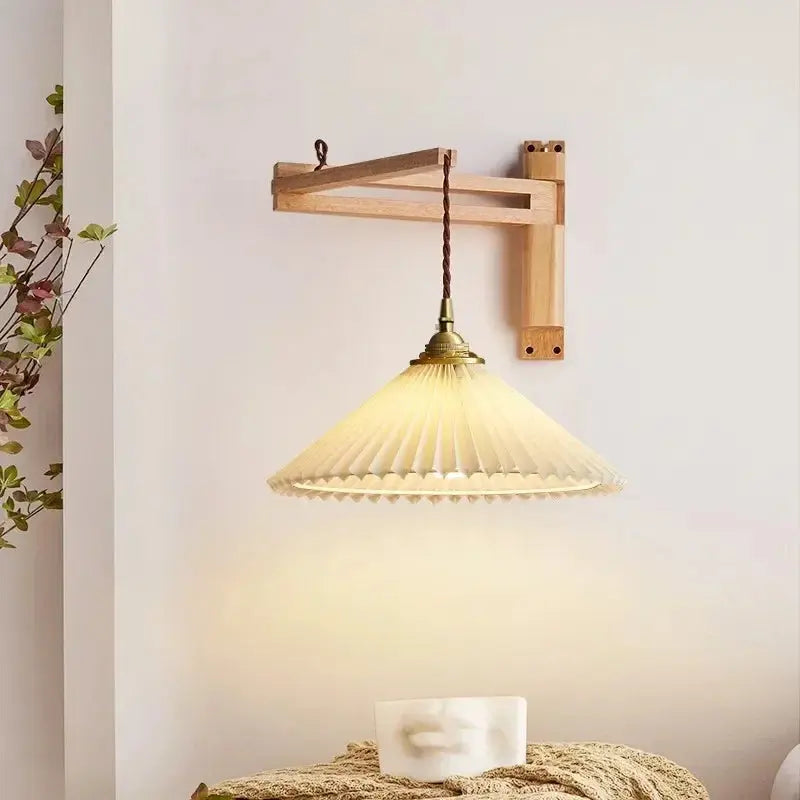 vintage wall lamp with pleated glass shade