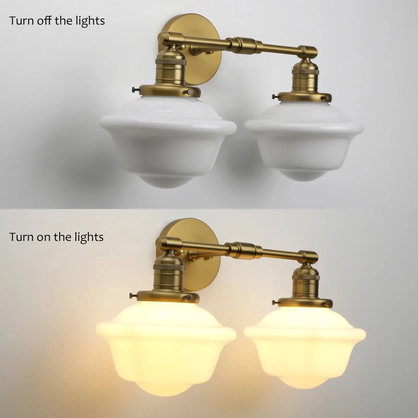 Vintage-style wall lamp with glass shades