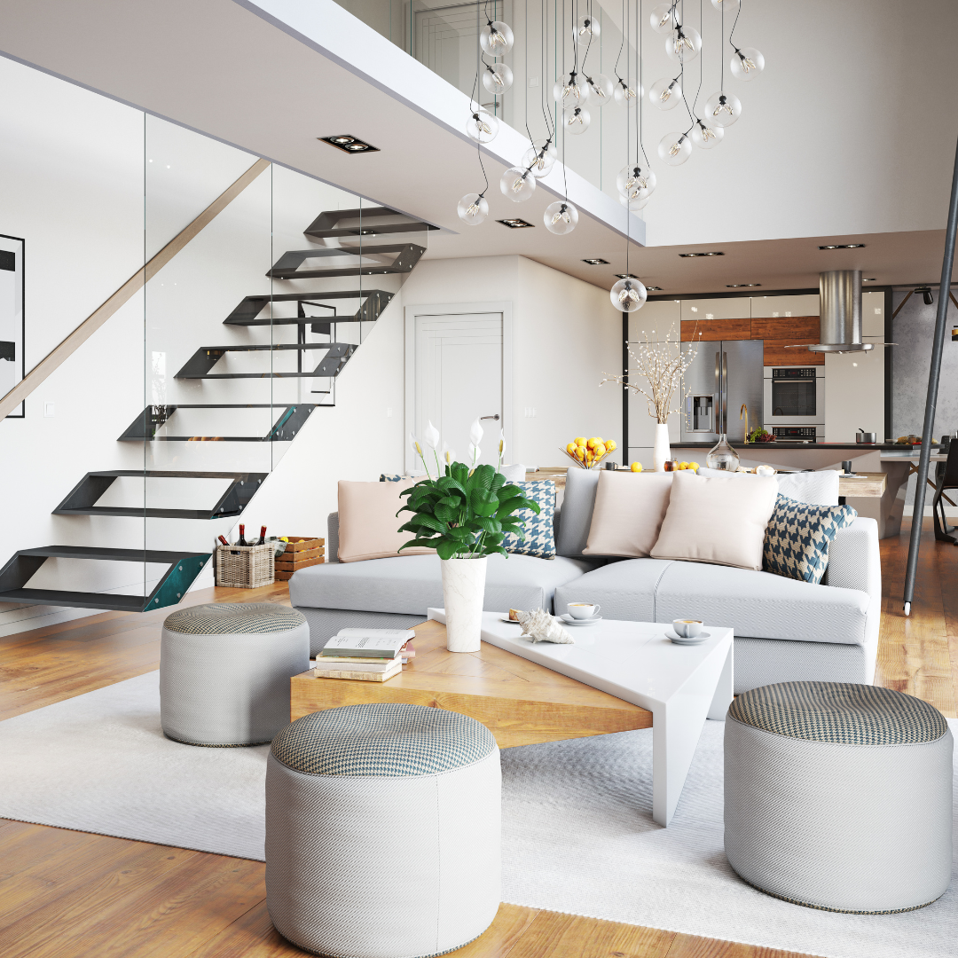 photograph of modern living room design