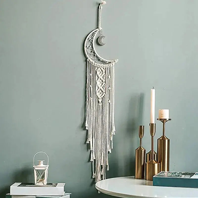 Decorative wall hanging with crescent moon design