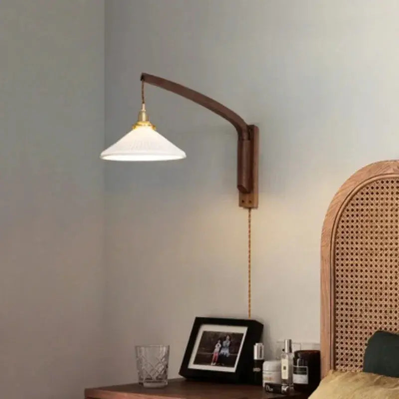 vintage wall lamp with pleated glass shade