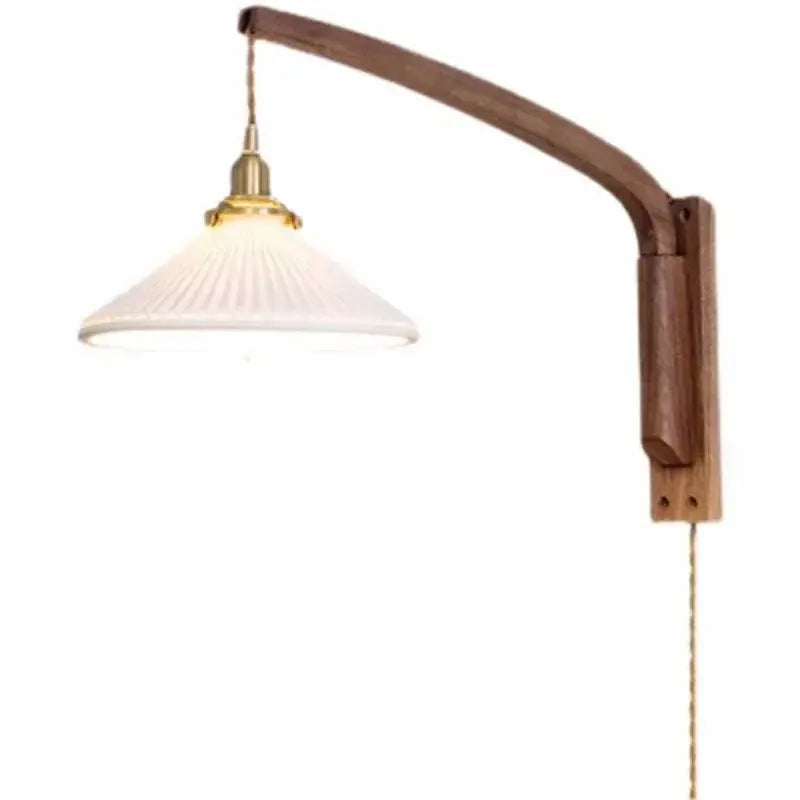 vintage wall lamp with pleated glass shade