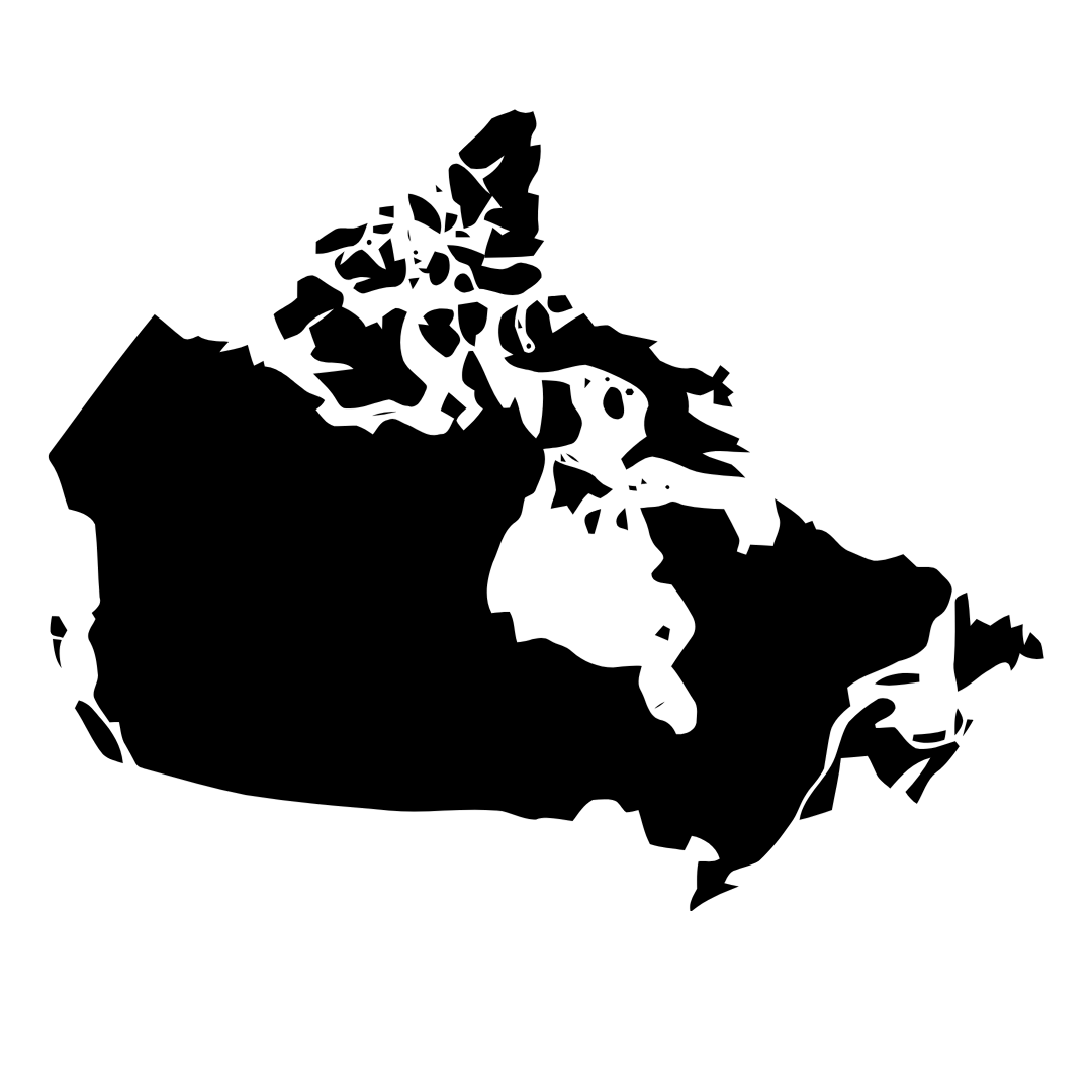 Map of Canada with a floral design on a white background