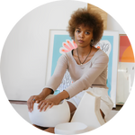 woman with artwork 