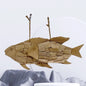 Wooden fish sculpture on a white background