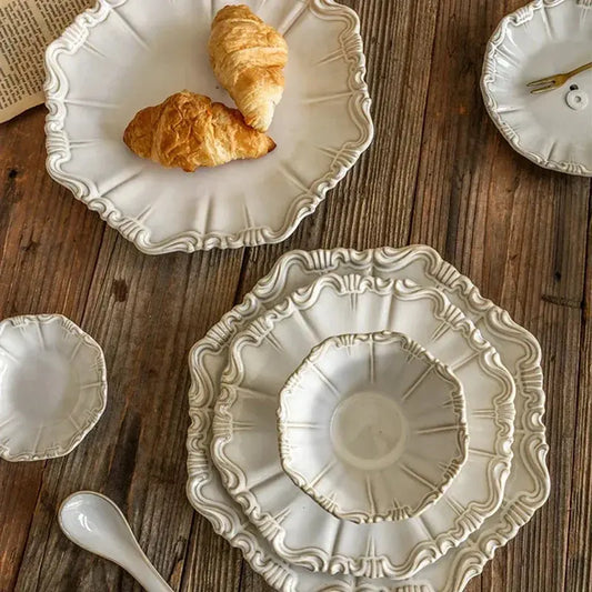 Decorative ceramic plates with croissants