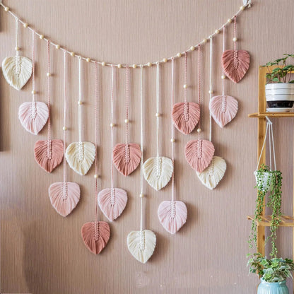 Decorative wall hanging with heart-shaped leaves